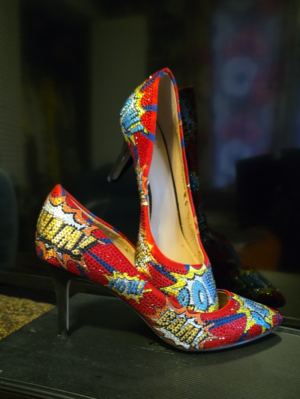 INC International Concepts Red Multicolor Comic Pop Art High Heels